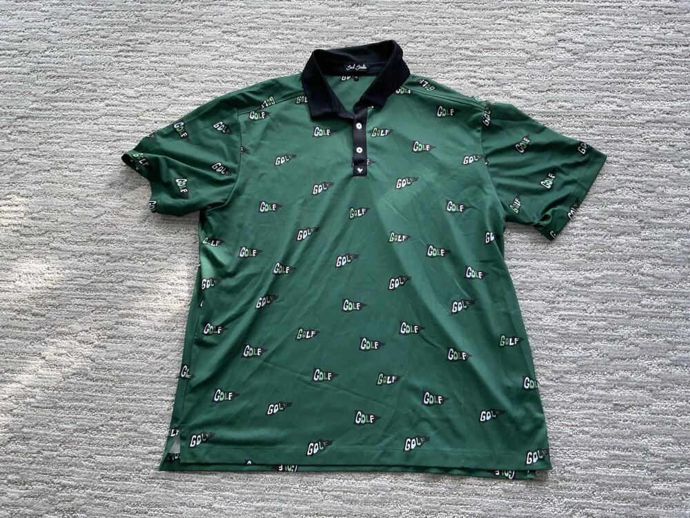 Bad Birdie Golf Polo Shirt Men’s 2XL Green Pattern Print Performance Stretch